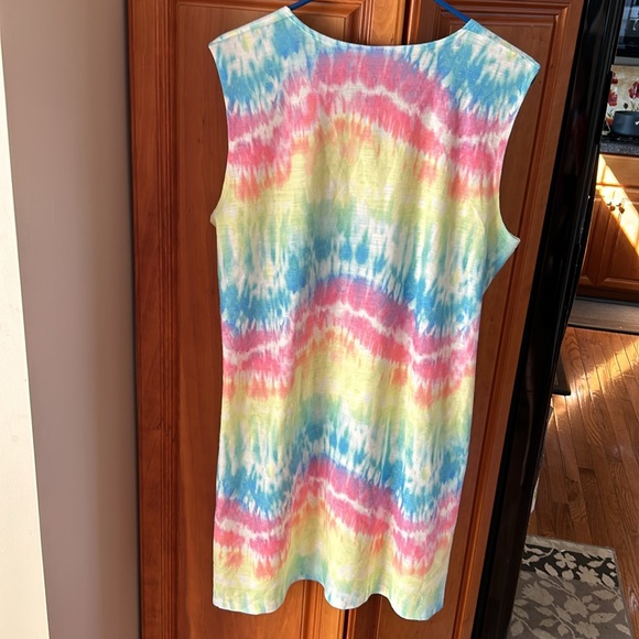 French Terry sundress w/pockets, pastel tie-dye, sleeveless,great to wear@ pool - Picture 7 of 7